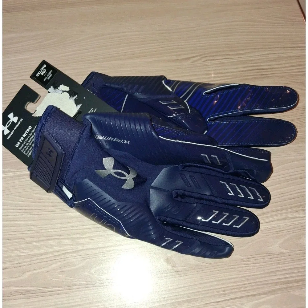 Under Armour F9 Nitro Full Finger Football Gloves Navy Size 2XL